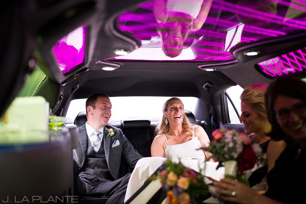 J. La Plante Photo | Denver Wedding Photographer | RiNo District Denver Wedding | Wedding Party in Limo