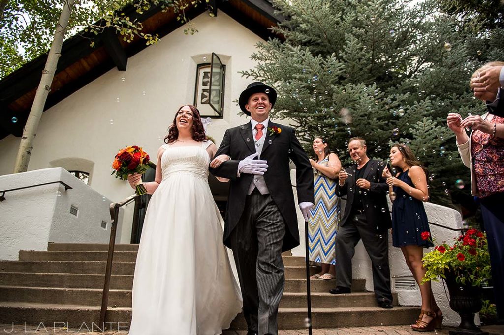 J. La Plante Photo | Vail Wedding Photographers | Vail Interfaith Chapel Wedding | Bubble Send Off