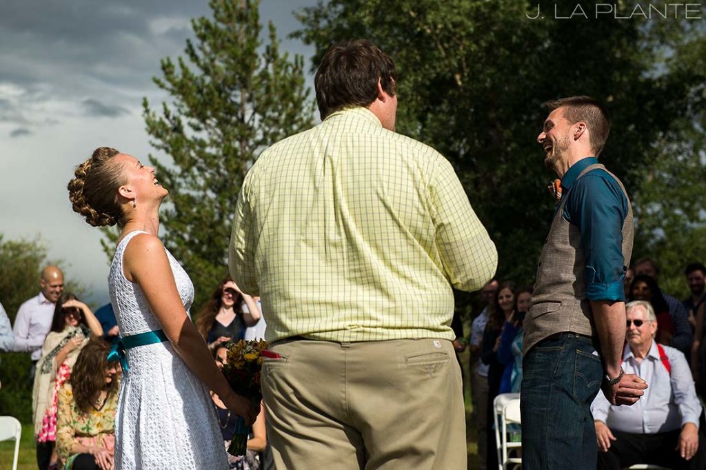 J. La Plante Photo | Colorado Wedding Photographer | Shadow Mountain Ranch Wedding | Bride and Groom Laughing