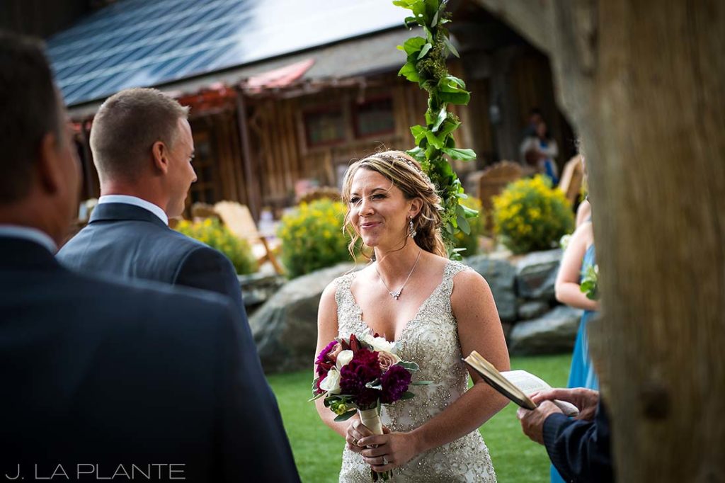 J. La Plante Photo | Winter Park Colorado Wedding Photographer | Devil's Thumb Ranch Wedding | Bride During Ceremony