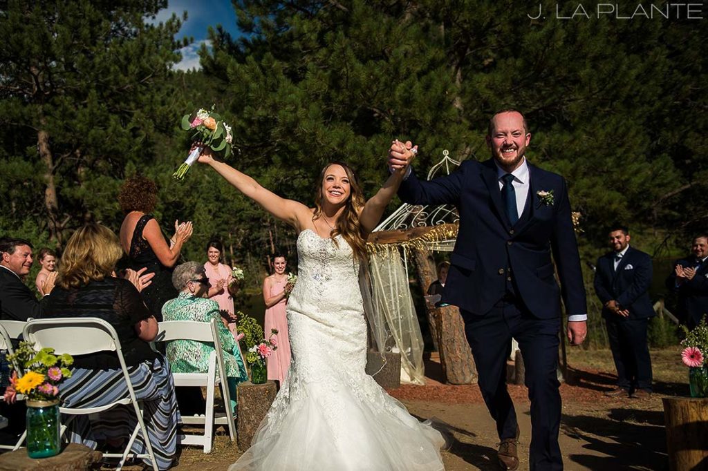 J. LaPlante Photo | Boulder Wedding Photographer | Mon Cheri Wedding | Bride and Groom Exiting Ceremony