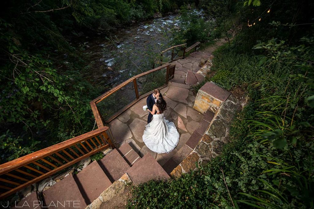 J. La Plante Photo | Boulder Wedding Photographers | Wedgewood on Boulder Creek Wedding | Bride and Groom by River