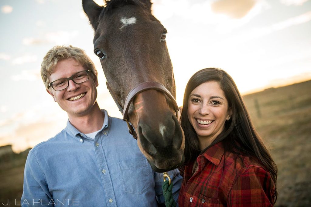 J. La Plante Photo | Colorado Wedding Photographer | Horse Ranch Engagement | Engagement Shoot with Horse