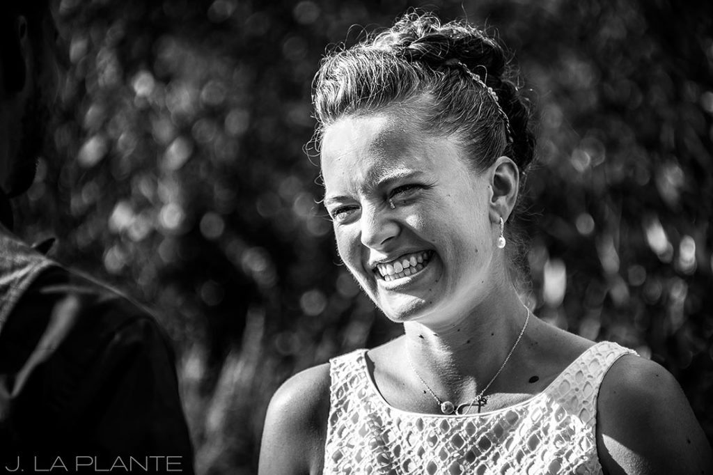 J. La Plante Photo | Colorado Wedding Photographers | Shadow Mountain Ranch Wedding | Bride Crying During Ceremony
