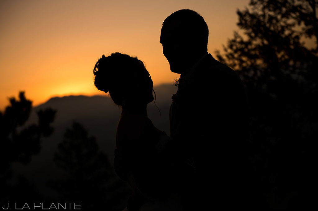 silhouette photo of bride and groom