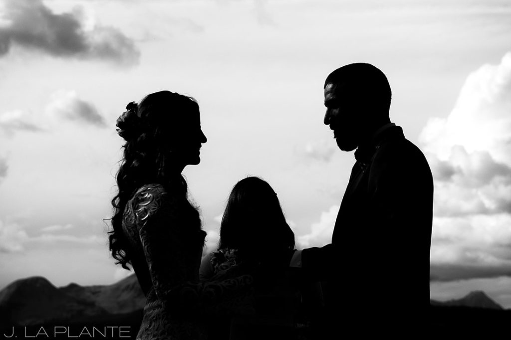Purgatory Resort wedding | Bride and groom during ceremony | Durango wedding photographer | J La Plante Photo