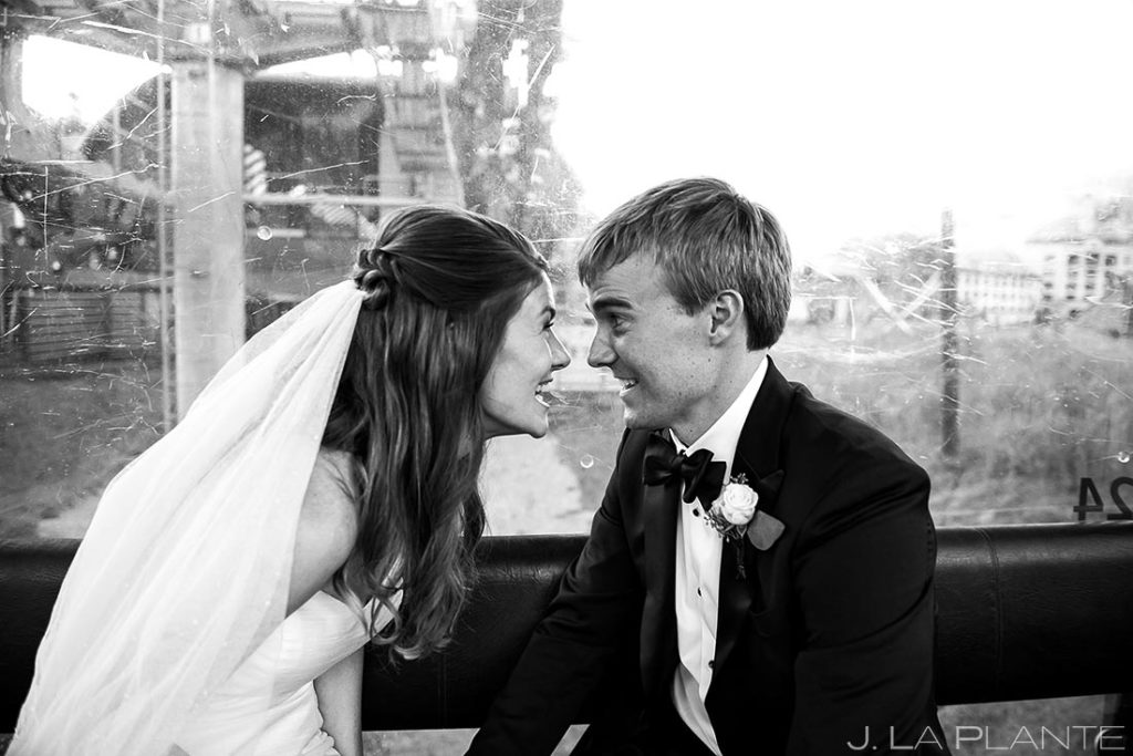 Bride and Groom on Gondola | Park Hyatt Beaver Creek Wedding | Colorado Wedding Photographers | J. La Plante Photo