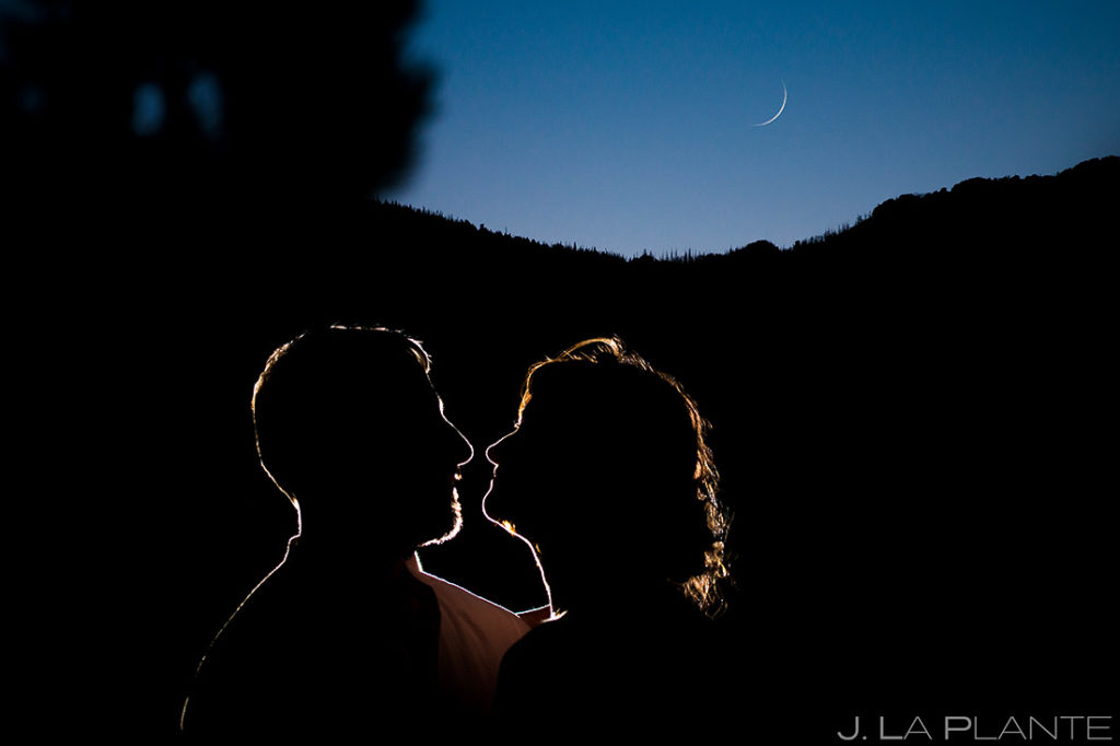 Newlyweds Under Moon | Rocky Mountain National Park Elopement | Estes Park Wedding Photographer | J. La Plante Photo