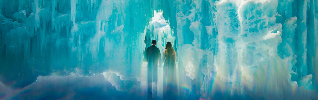 Bride and Groom in Ice Castle | Keystone Ice Castle Engagement | Colorado Wedding Photographer | J. La Plante Photo