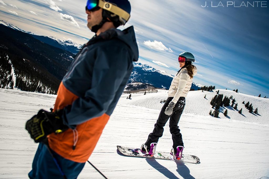 Vail Ski Engagement | Bride and groom skiing | Vail wedding photographer | J. La Plante Photo