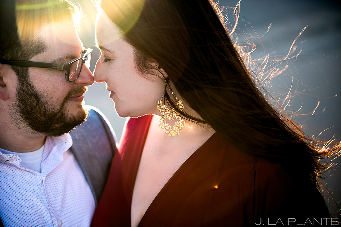 bride and groom to be portrait at sunset