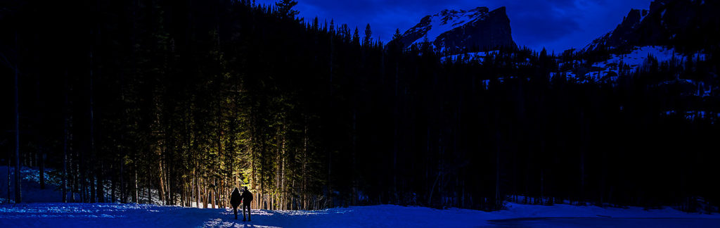 Bride and Groom Hiking Bear Lake | Rocky Mountain National Park Engagement | Estes Park Wedding Photographer | J. La Plante Photo