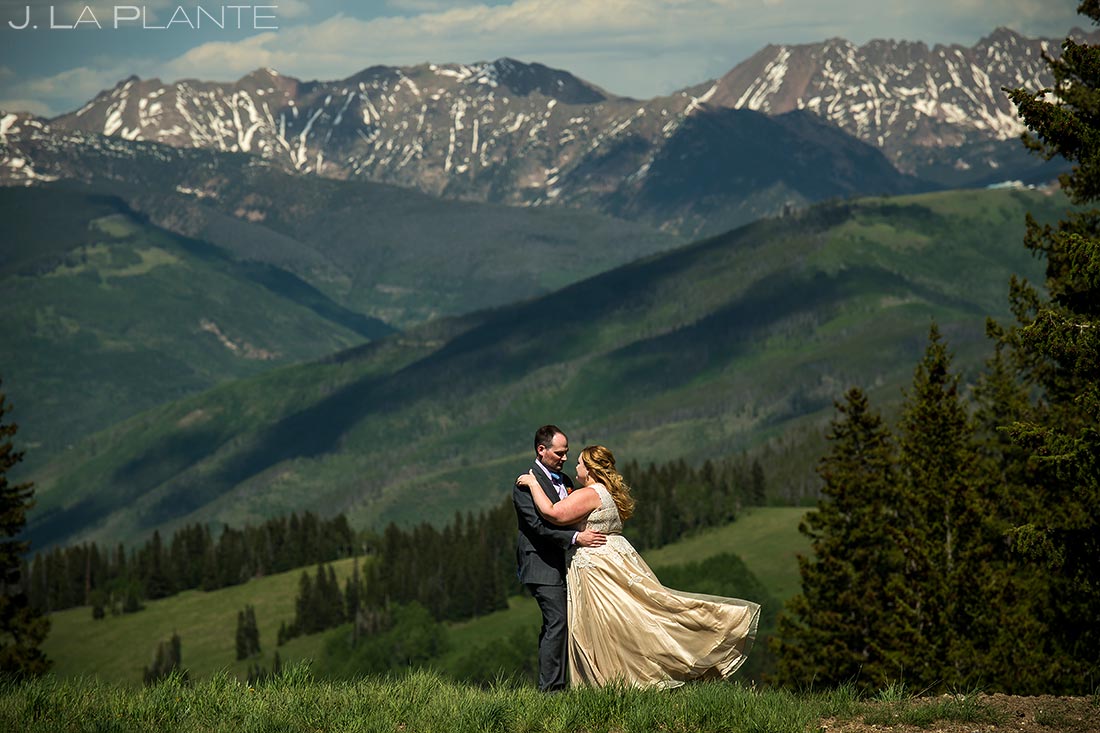 Bride and Groom on Beaver Creek Mountain | Beaver Creek Lodge Wedding | Beaver Creek Wedding Photographer | J. La Plante Photo