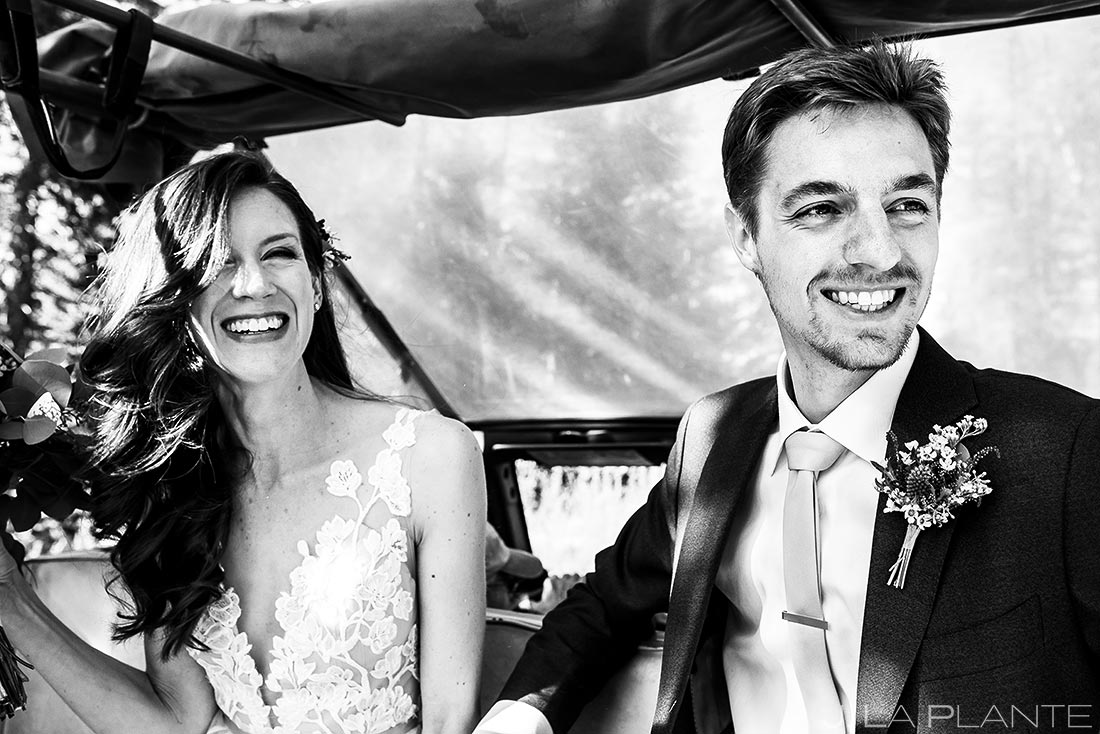 Bride and Groom Riding to Ceremony | Dao House Wedding | Estes Park Wedding Photographer | J. La Plante Photo