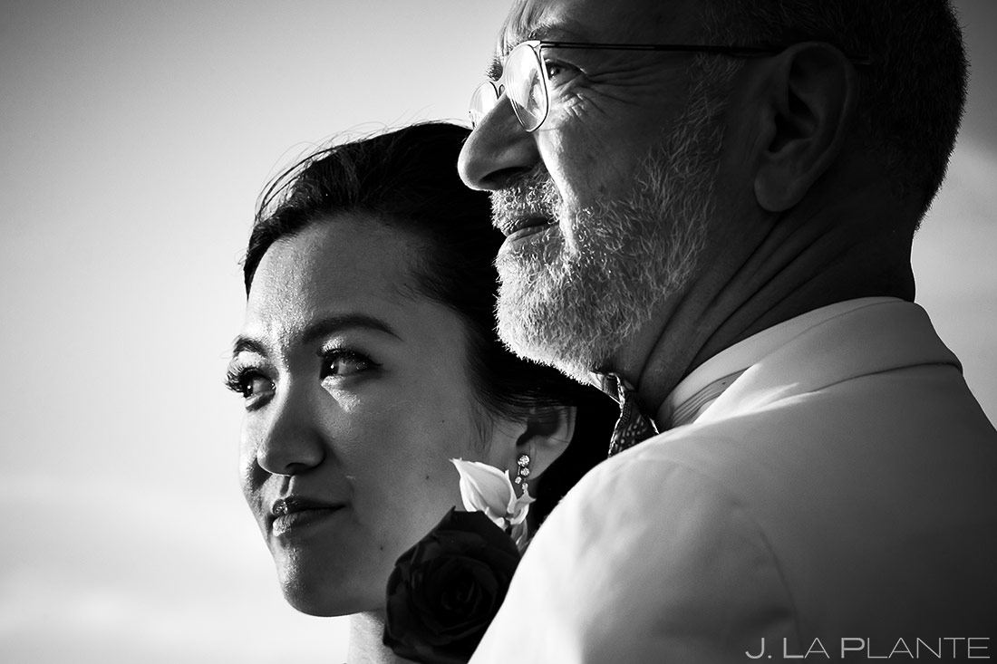 Bride and Groom Watching Sunrise Over Ocean | Providence Wedding | Destination Wedding Photographer | J. La Plante Photo