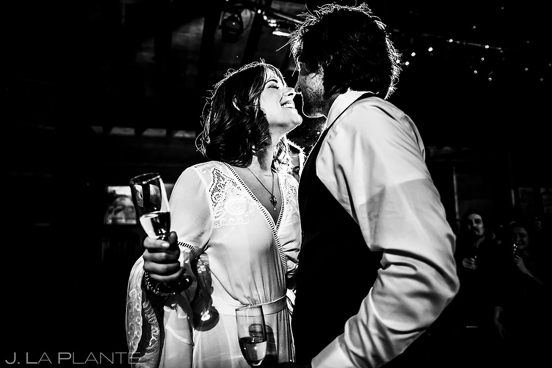 Bride and Groom Kiss | Planet Bluegrass Wedding | Boulder Wedding Photographer | J. La Plante Photo