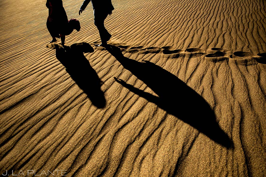 Bride and Groom on Sand Dunes | Great Sand Dunes Engagement | Colorado Wedding Photographer | J. La Plante Photo