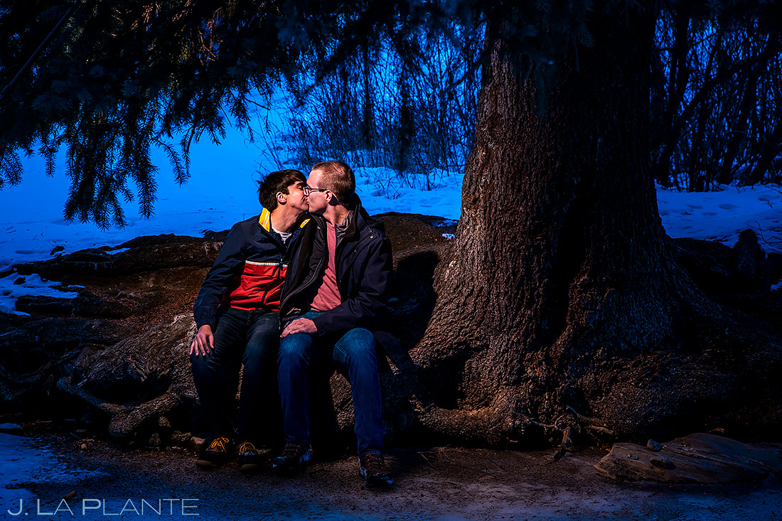 Groom and Groom in the Woods | Kenosha Pass Engagement | Colorado Wedding Photographers | J. La Plante Photo