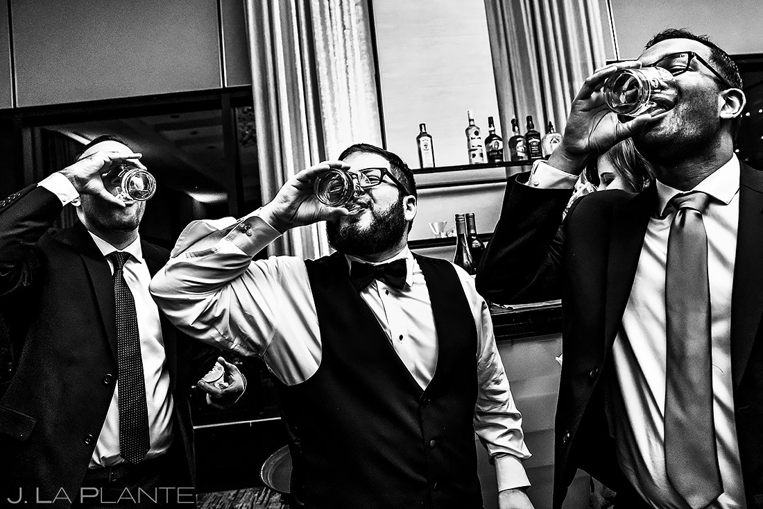 Groom Doing Shots | Downtown Denver Wedding | Denver Wedding Photographer | J. La Plante Photo
