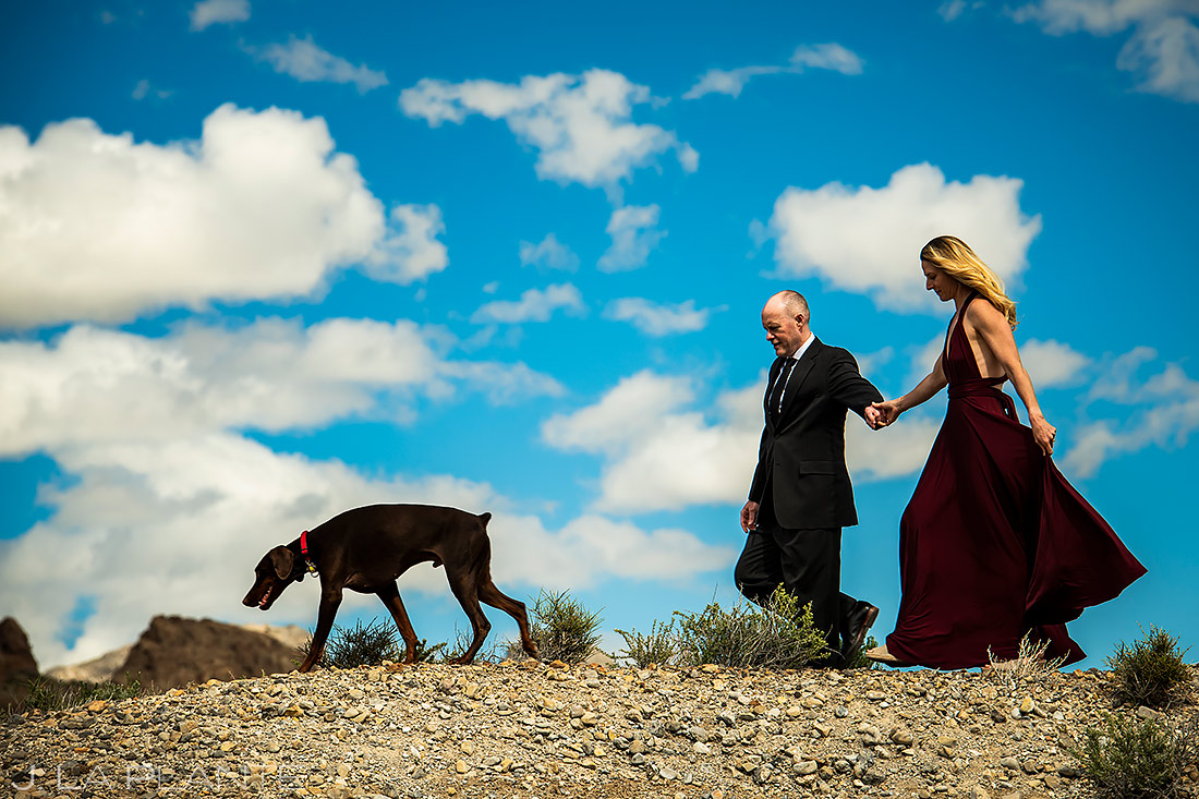 Engagement Shoot with Dog | Bonneville Salt Flats Engagement | Destination Wedding Photographer | J. La Plante Photo