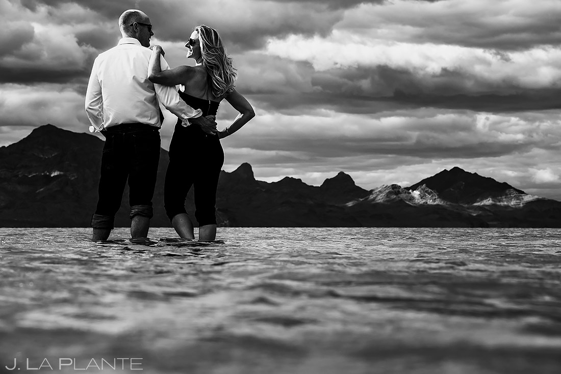 Bride and Groom Wading in Water | Utah Engagement | Destination Wedding Photographer | J. La Plante Photo