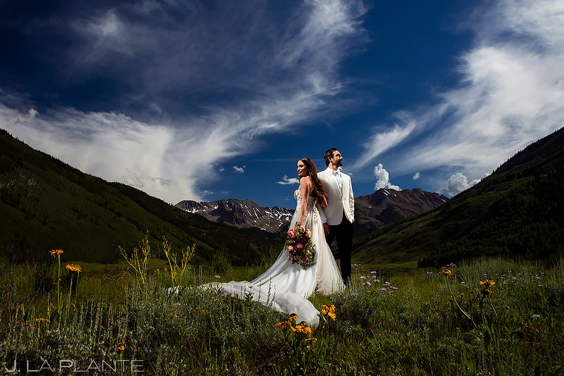 Bride and Groom Mountain Wedding Photo | Pine Creek Cookhouse Wedding | Aspen Wedding Photographer | J. La Plante Photo
