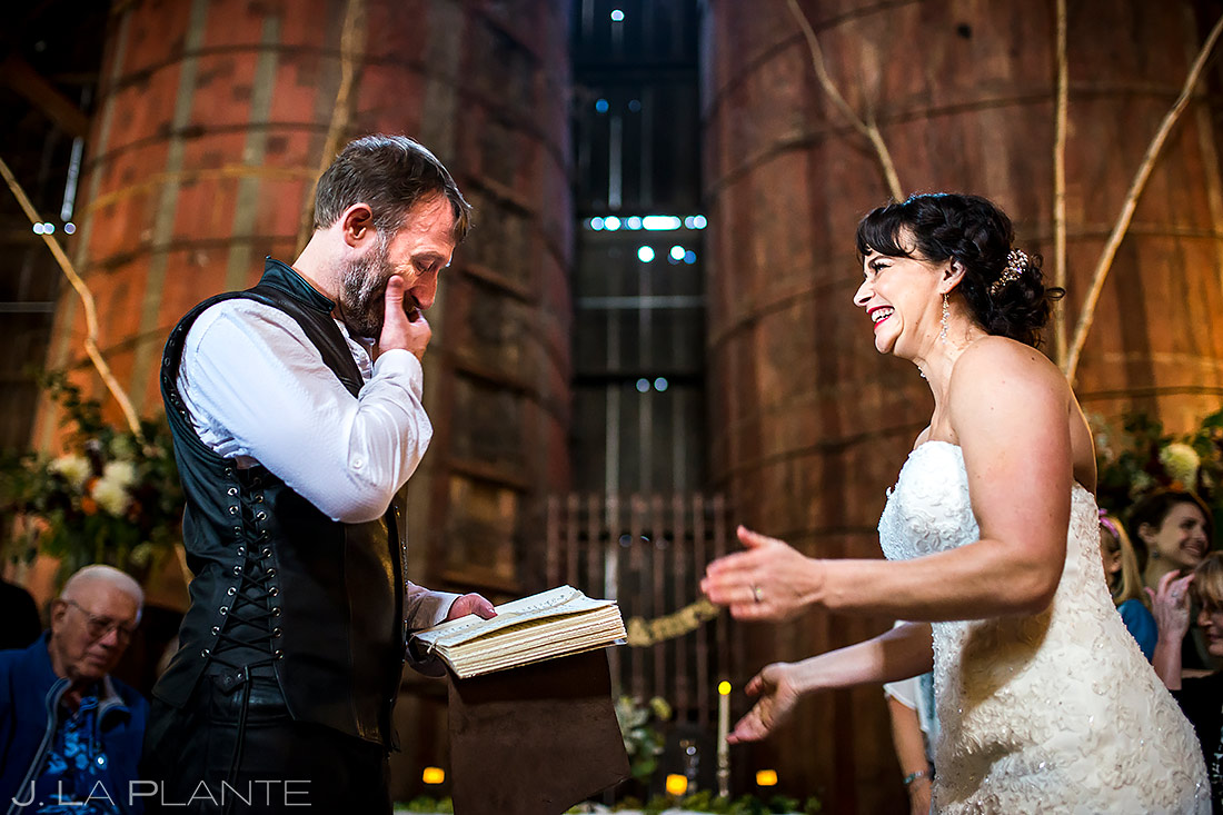 Groom Crying During Vows | Barnstar Wedding | Destination Wedding Photographers | J. La Plante Photo