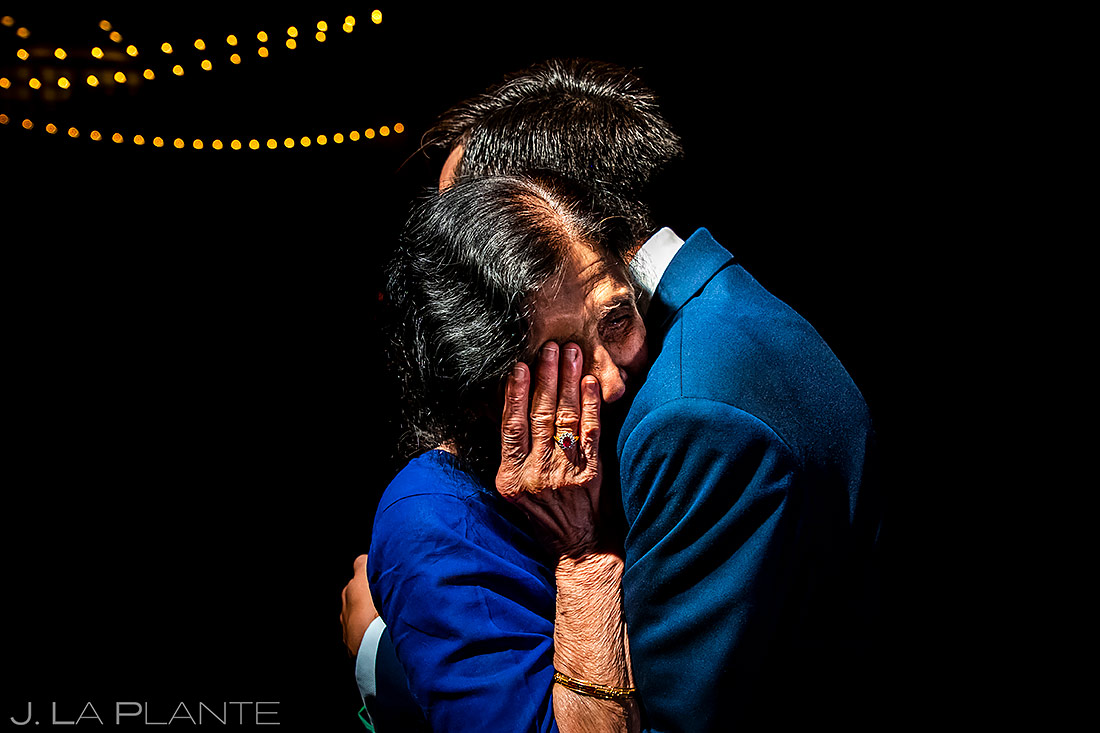 Groom hugging grandmother | Spruce Mountain Ranch Wedding | Denver Same Sex Wedding Photographer | J. La Plante Photo