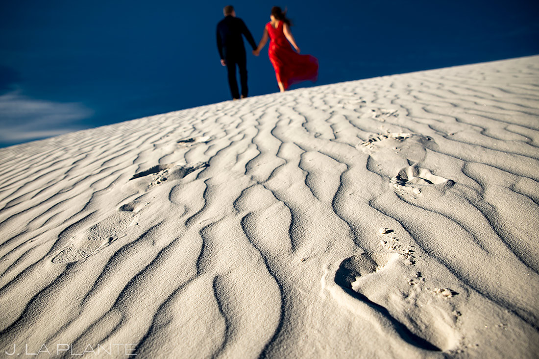 Bride and Groom at Sand Dunes | White Sands Engagement | Destination Wedding Photographer | J. La Plante Photo