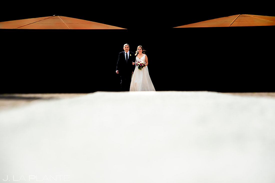 Bride Walking Down Aisle | TenMile Station Wedding | Breckenridge Wedding Photographer | J. La Plante Photo
