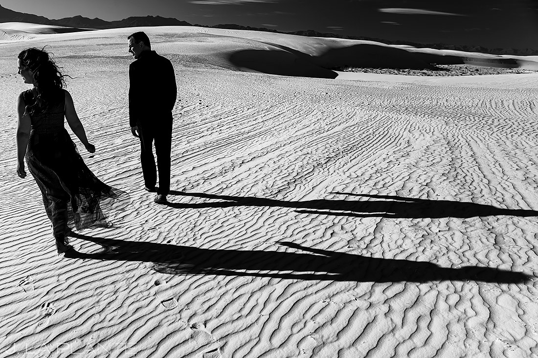 Bride and Groom at Sand Dunes | New Mexico Engagement | Destination Wedding Photographer | J. La Plante Photo
