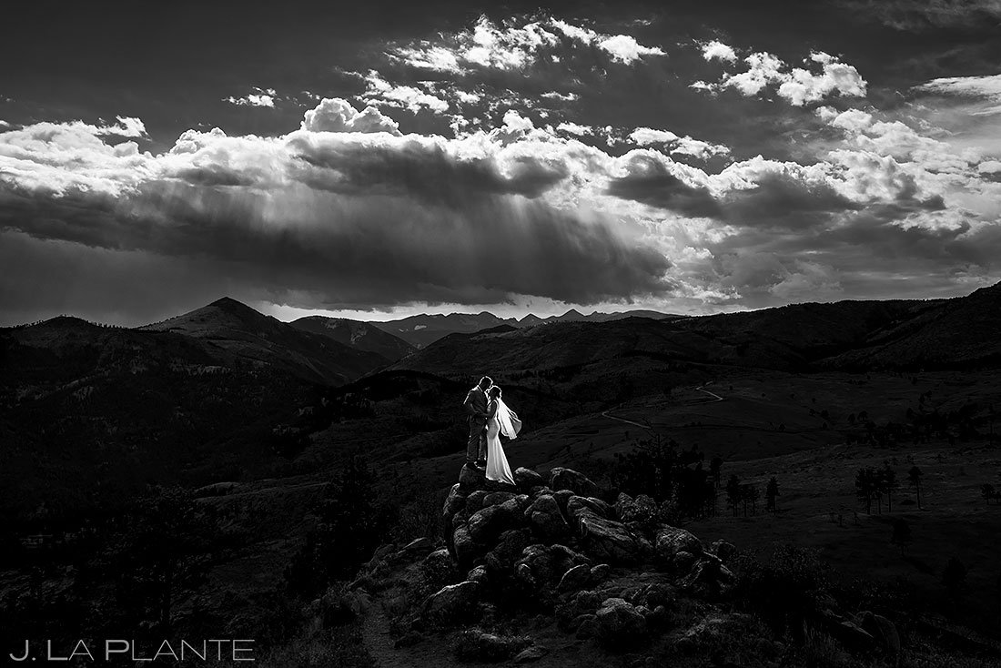 epic portrait of bride and groom at denver micro wedding