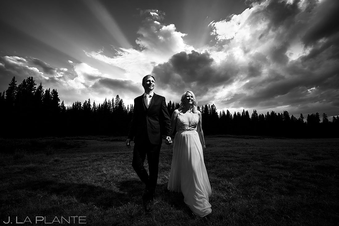 bride and groom photo at sunset during pandemic wedding