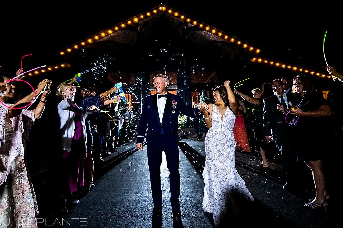 unique wedding send off ideas bride and groom bubble exit