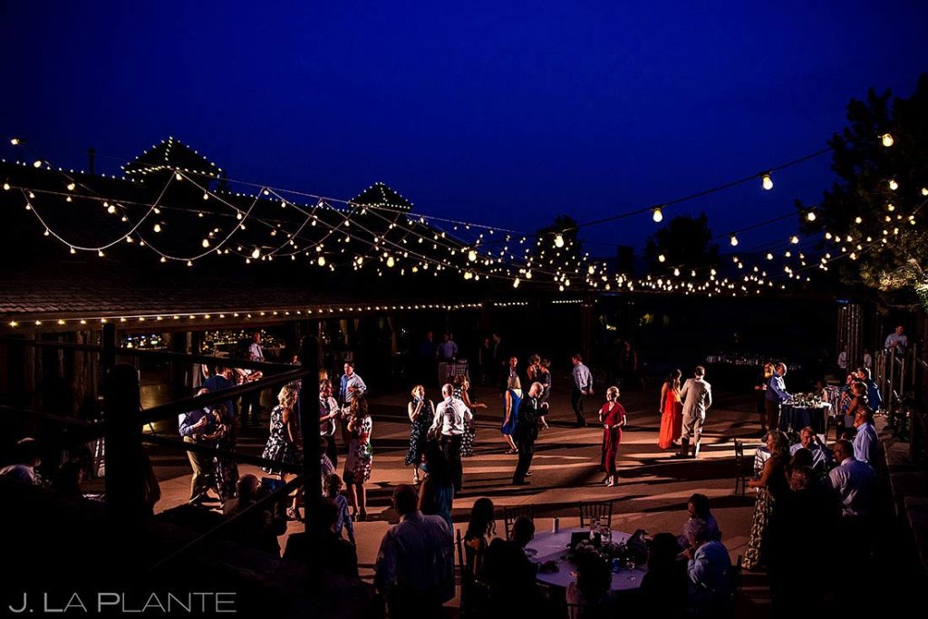 fall wedding at Spruce Mountain Ranch wedding reception dance party