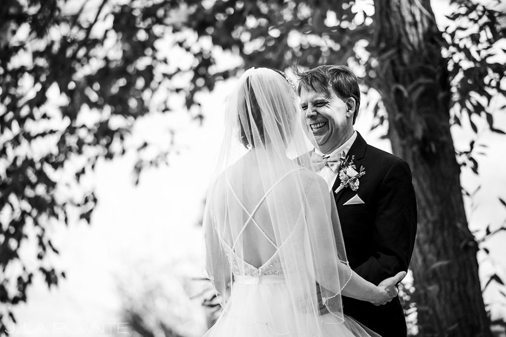 first look between bride and groom at black canyon homestead wedding