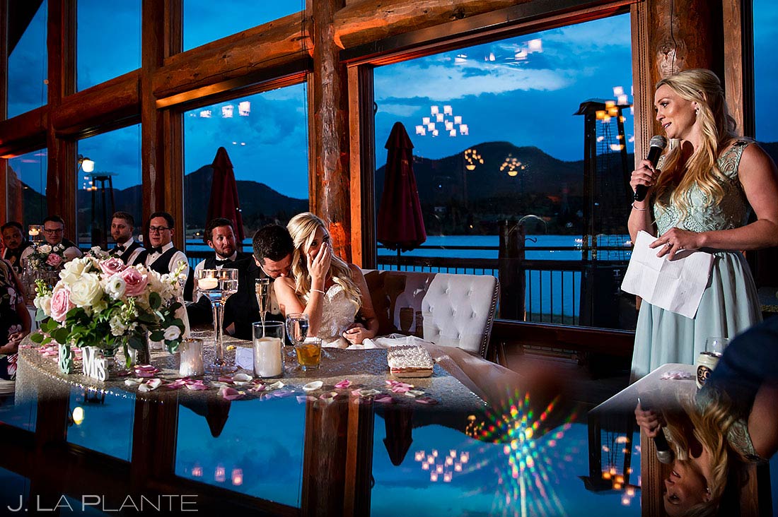 maid of honor toast at Estes Park Resort wedding reception