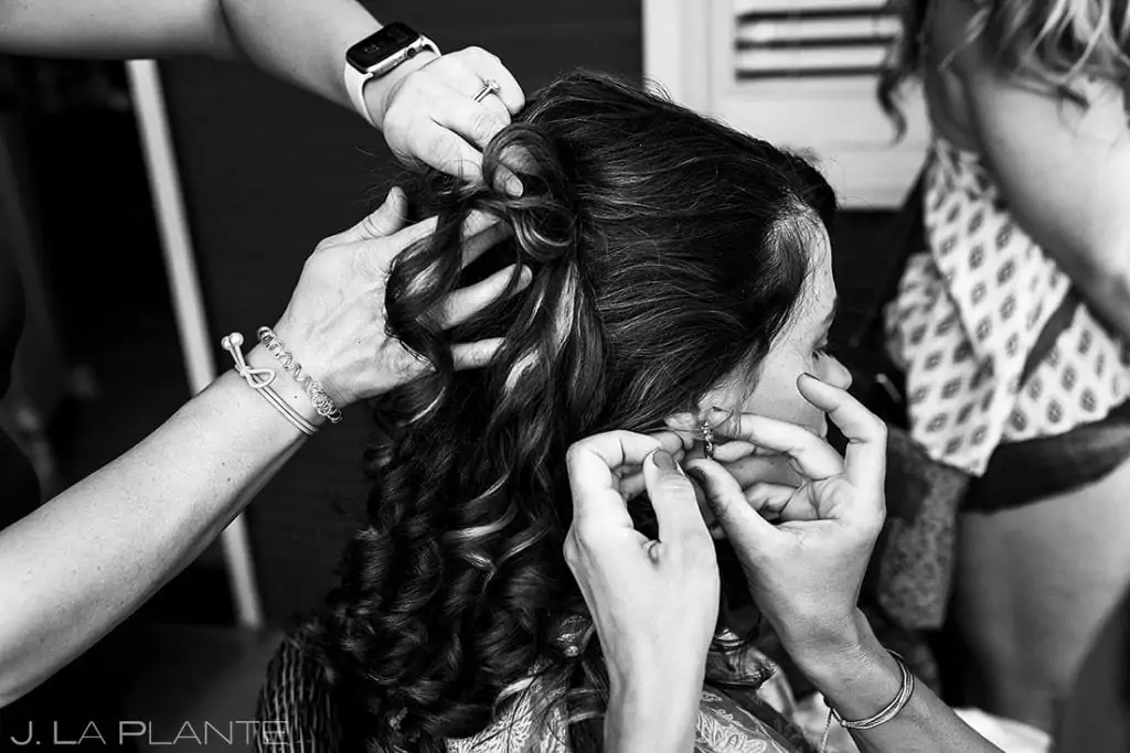 bride getting ready for Boulder microwedding