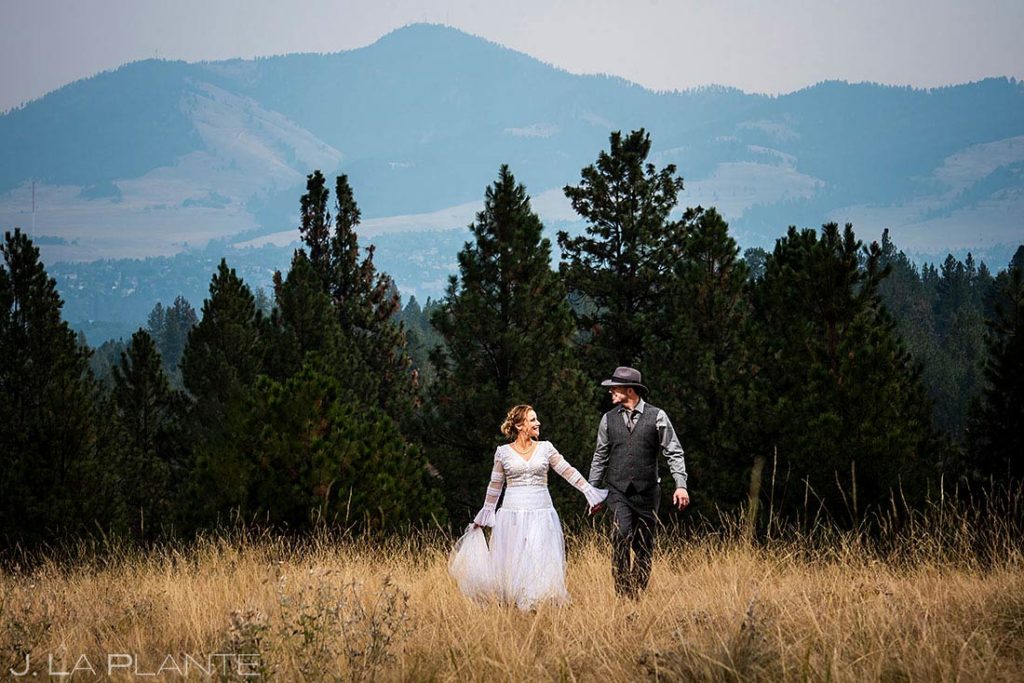 bride and groom portrait at Montana destination wedding