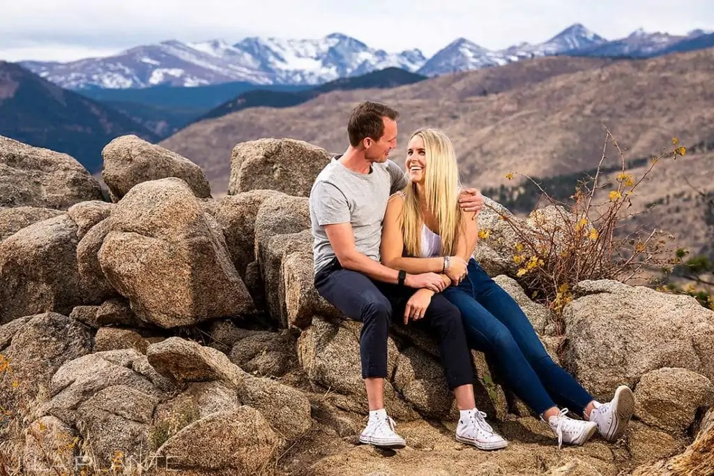 engagement portrait of bride and groom to be in Boulder, Colorado