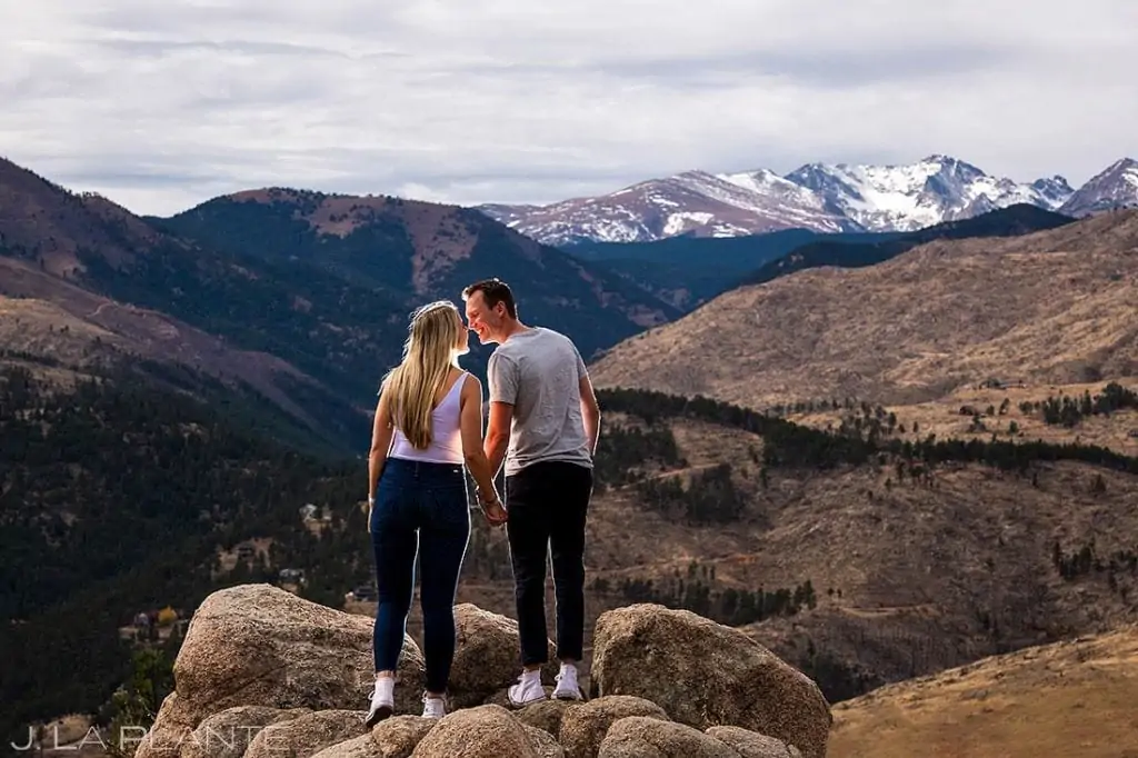 engagement portrait of bride and groom to be in Boulder, Colorado