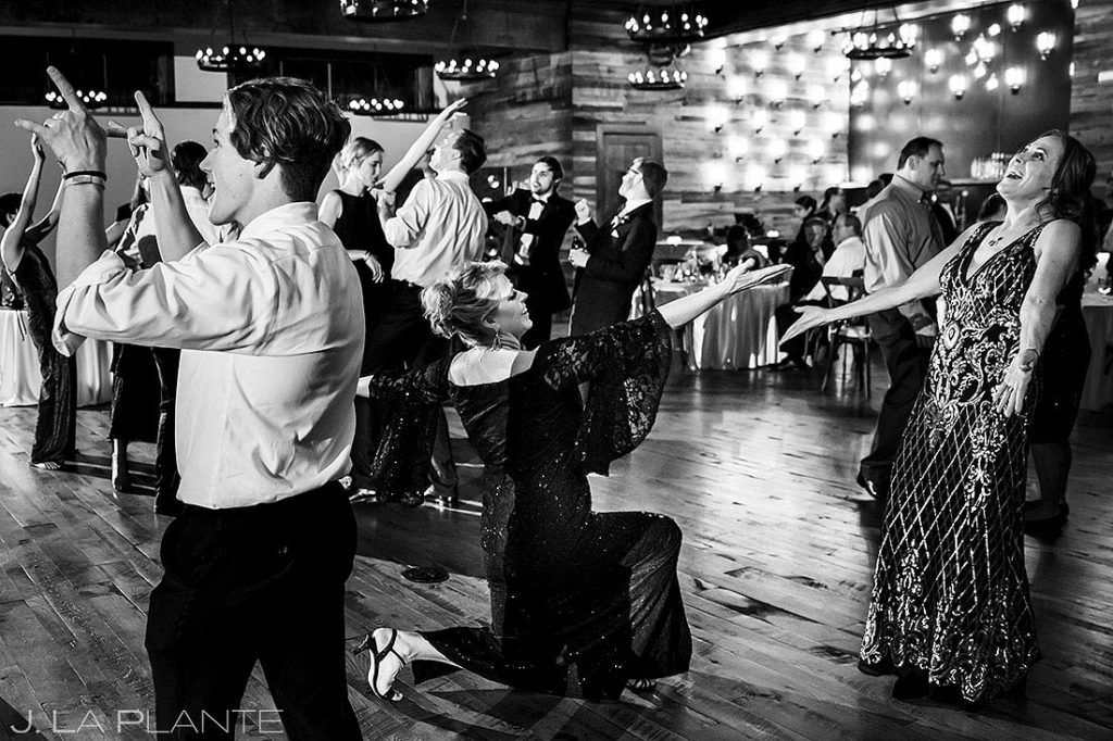 wedding guests cutting a rug on the dancefloor