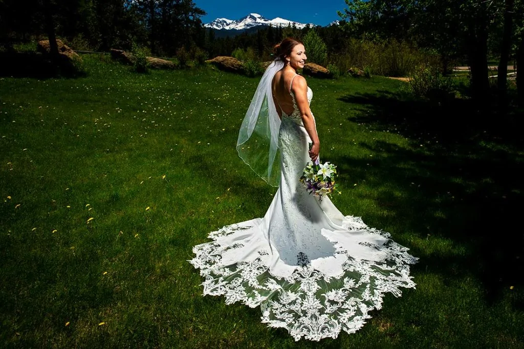 vibrant wedding photography portrait of bride in wedding dress