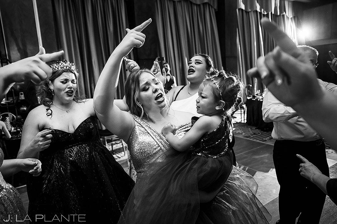 dance party during the reception at Brown Palace wedding