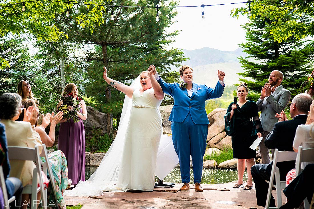 bride and bride outdoor wedding ceremony