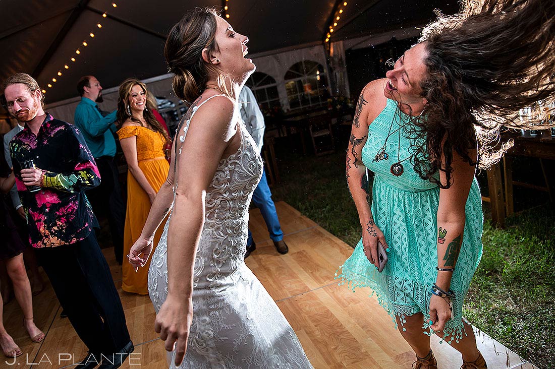 bride dancing at backyard wedding in longmont
