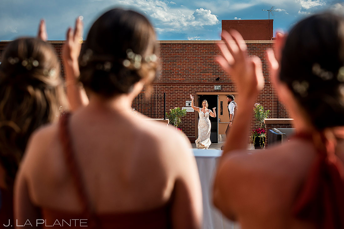 bride and groom grand entrance at Denver Athletic Club wedding