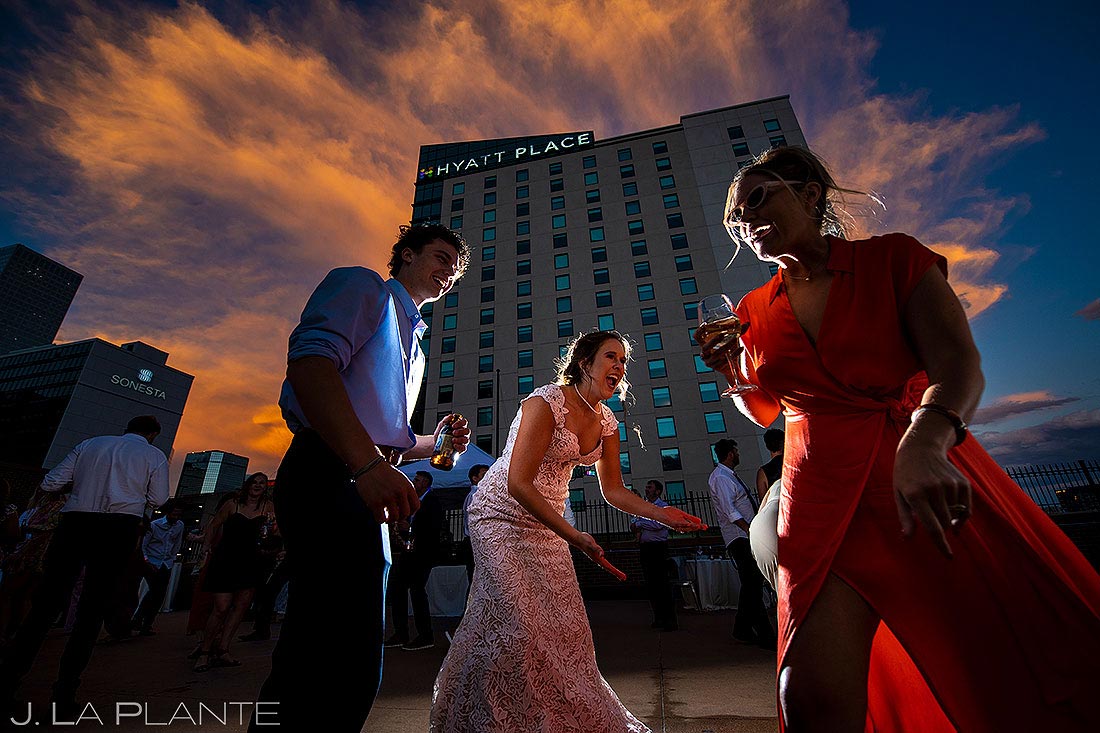 rooftop wedding dance party in downtown Denver