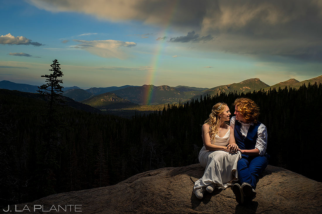 post wedding portrait session of bride and groom in Rocky Mountain National Park