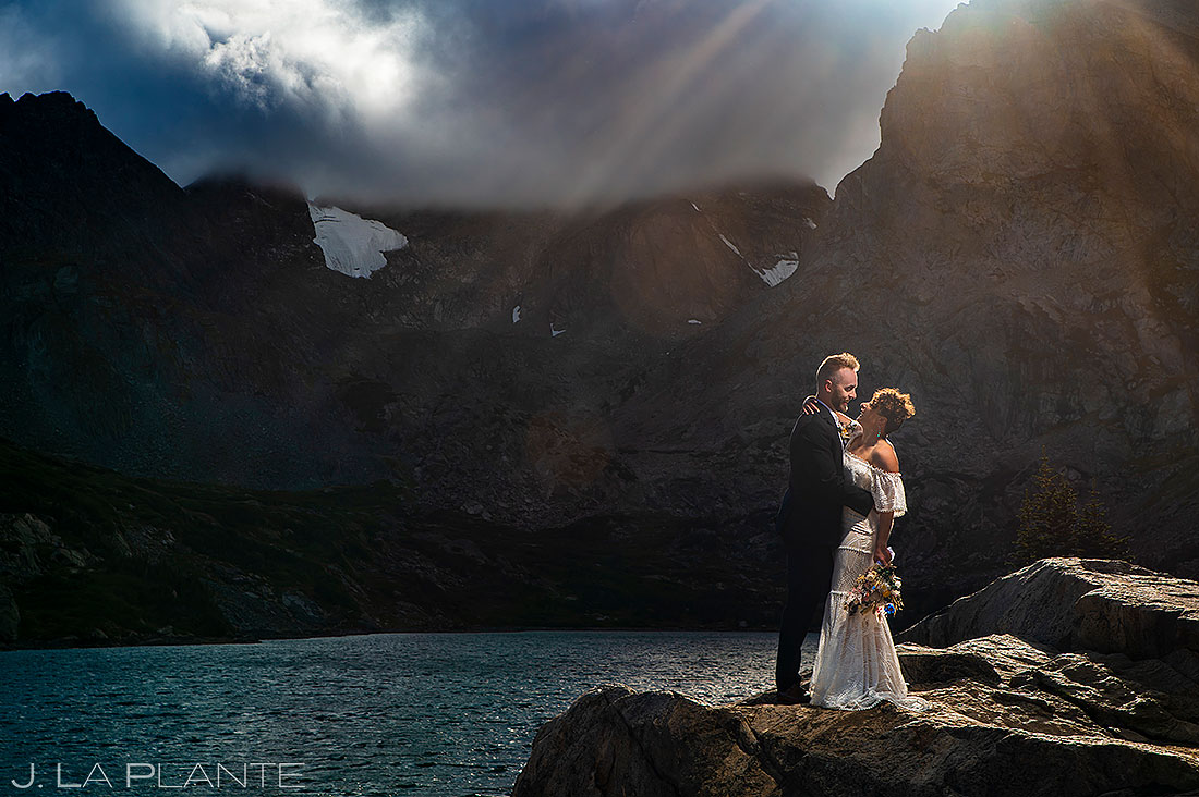 portrait of bride and groom at Colorado adventure elopement
